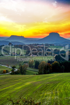 Sunset in the National Park Saxon Switzerland