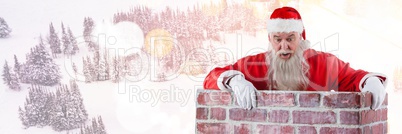 Santa with Winter landscape in chimney