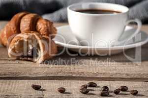 Coffee beans on the wooden table
