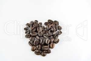 Coffee beans heart, macro.