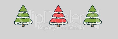 3 Christmas trees illustrations in a row