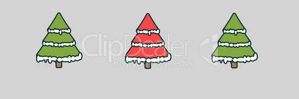 3 Christmas trees illustrations in a row