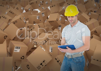 man with boxes