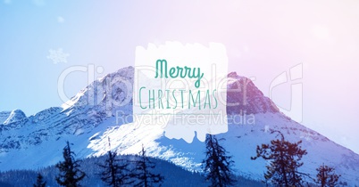 merry Christmas text on snow background