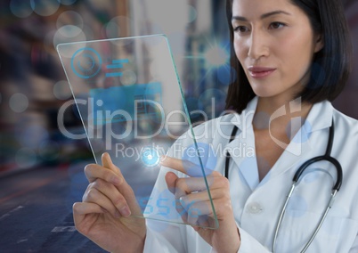 woman holding glass interface