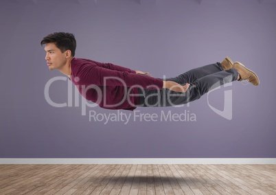 Man floating in room