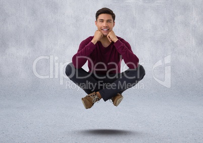 Man floating in meditation stance