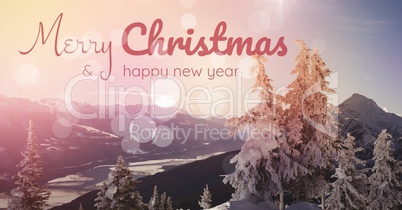 merry Christmas and happy new year text on snow background