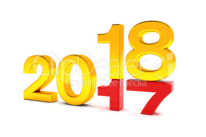 3d render - new year 2018 change concept - gold