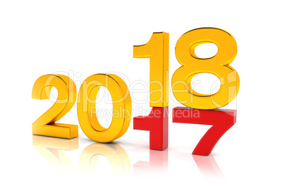 3d render - new year 2018 change concept - gold