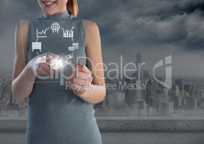 woman holding glass interface