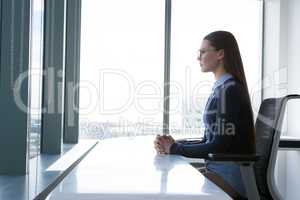 Female executive sitting at table