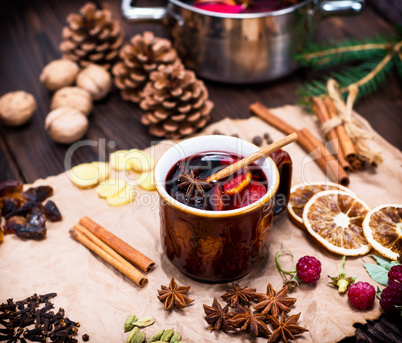 ceramic mug with an alcoholic mulled wine