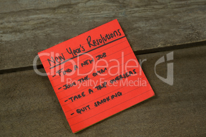 List of new years resolution written on sticky notes