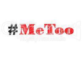 Trending hashtag Metoo on white background