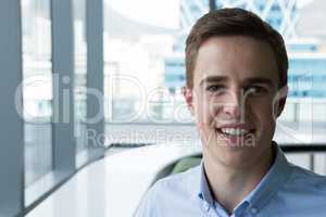 Male executive smiling in office