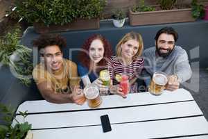 Friends holding glass of drinks in bar