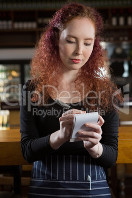 Beautiful waitress taking an order