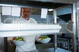 Male chef holding food plate