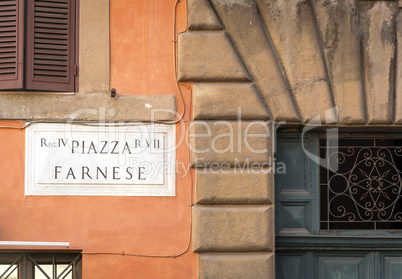 Piazza Farnese - Farnese Square Marble Sign
