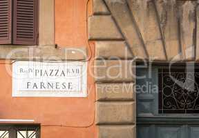 Piazza Farnese - Farnese Square Marble Sign