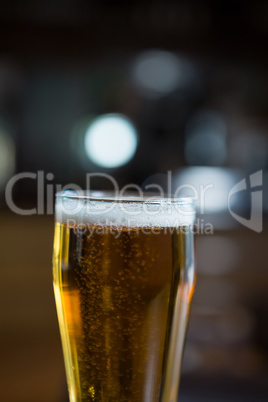 Close-up of beer glass on the counter