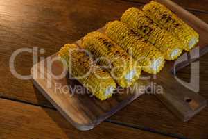 Corn on wooden tray