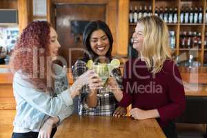 Friends toasting glass of drinks in bar