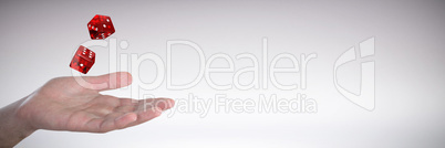 Composite image of hand gesturing against white background