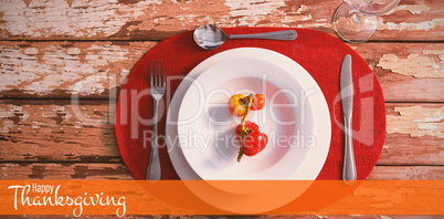 Composite image of illustration of happy thanksgiving day text greeting