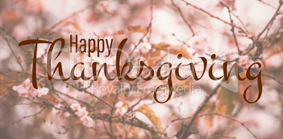 Composite image of illustration of happy thanksgiving day text greeting