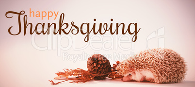 Composite image of digital generated image of thanksgiving greeting