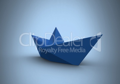 Paper boat with soft blue background