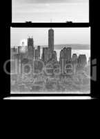 New York black and white skyline