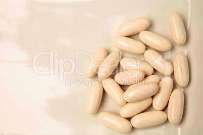 White gel capsules of vitamin Co Q-10
