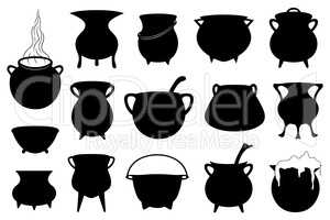 Set of different Halloween witches pots