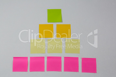 Sticky notes arranged on white background