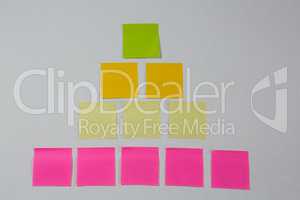 Sticky notes arranged on white background