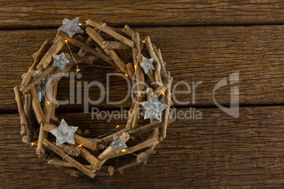 Overhead view of wreath with star shape