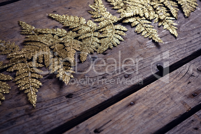 Christmas decoration on wooden plank