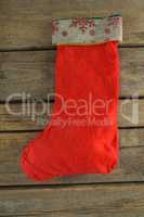 Christmas stocking on wooden wall