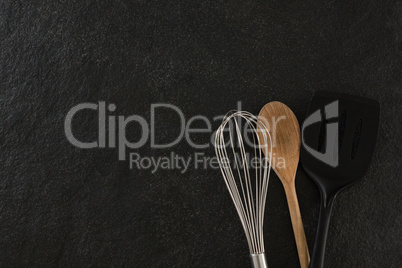 Whisker, wooden spoon and spatula