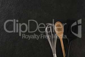 Whisker, wooden spoon and spatula