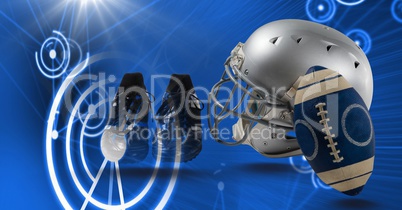 American football helmet and gear equipment with technology transition