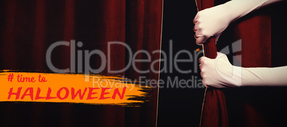 Composite image of graphic image of time to halloween text