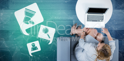 Composite image of woman on her laptop