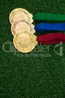 Medals on artificial grass