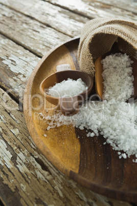 Sea slat on wooden plate