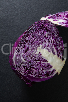 Overhead view of red cabbage