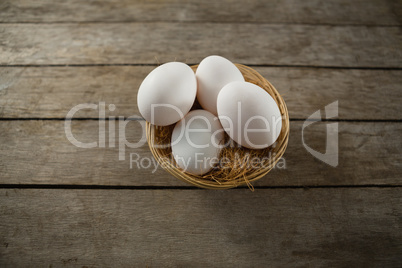 Directly above shot of eggs in basket